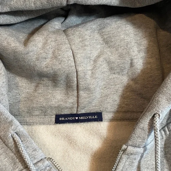 Brandy Melville Christy Zip-Up Gray Hoodie {315} - Picture 2 of 15